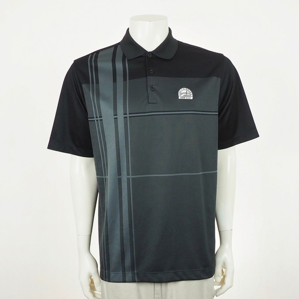 Nike Golf Polo Shirt Mens Large Black 1972 Plaid Dri-Fit Breckenridge Golf Club